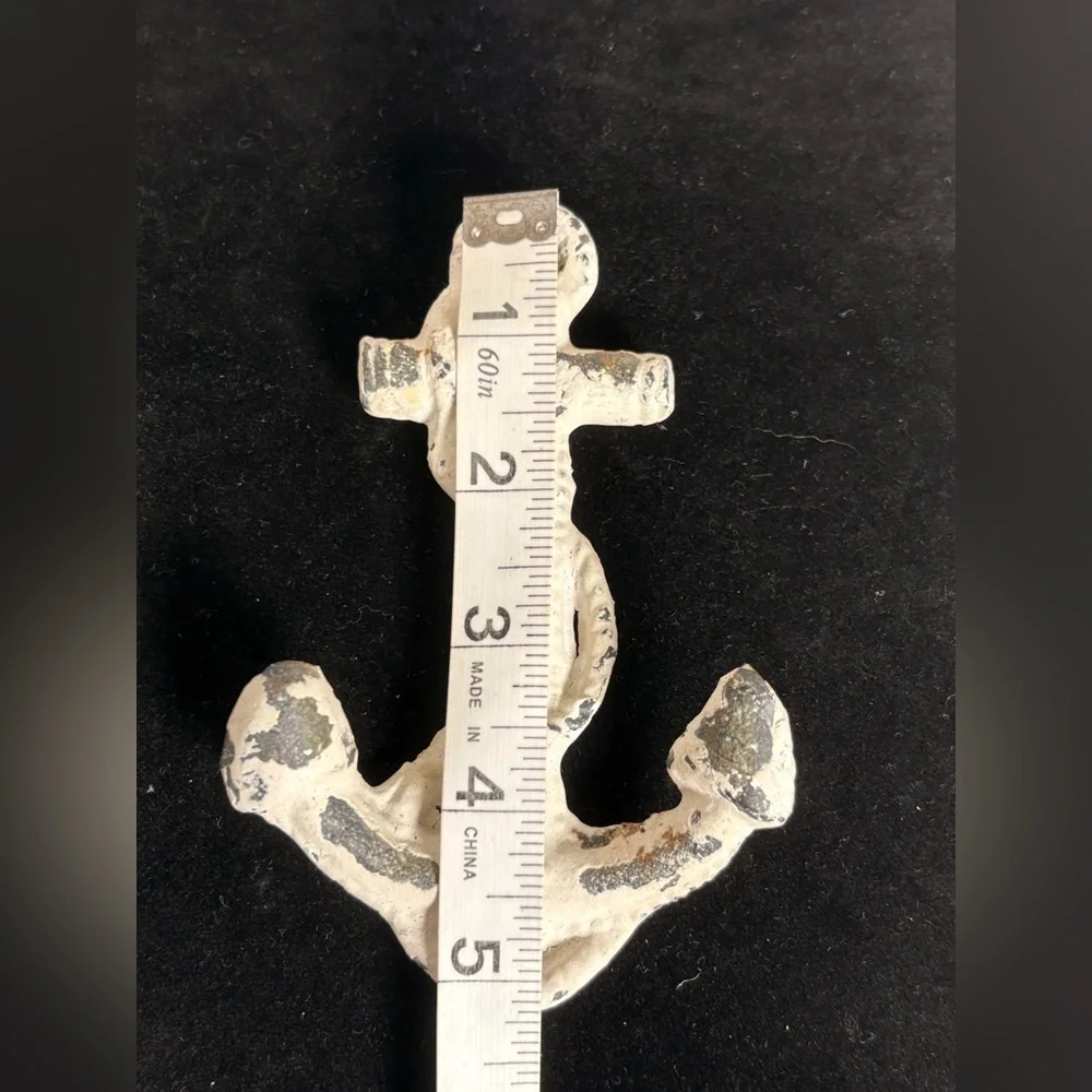Rustic Two-Prong White Distressed Anchor Wall Hook
